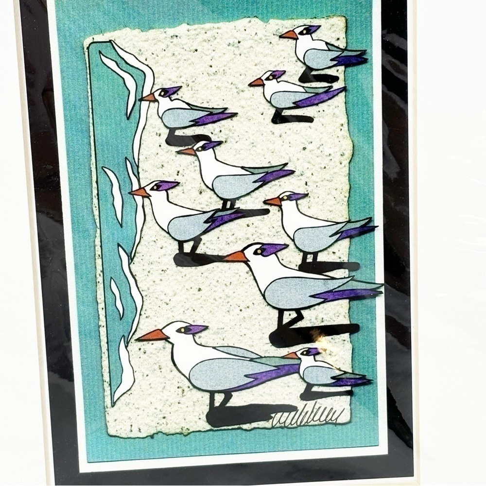 MICHELLE ROTHACKER Signs Cut Paper Sea Bird Original Art Print Matted 8” X 10”